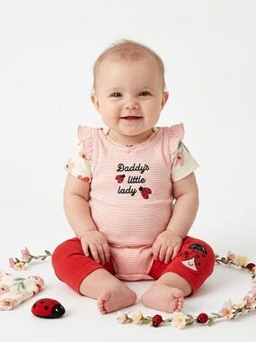 NWT Carter's Baby 3 Piece Daddy’s Little Lady Bodysuits & Pants Set Newborns